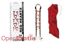 Red Hearts Glass Dildo