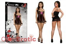 Chemise and G-String Set Black- L/XL