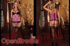 Corset and G-String Set - Pink - S/M