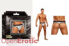 Lo Rise Panel Thong Black-White Stripe - Medium