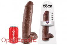 11 Inch Cock - with Balls - Brown