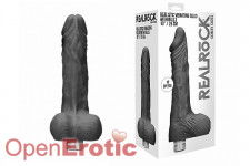 Realistic Vibrating Dildo with Balls - 10 Inch - Black