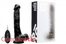 Vibrating Realistic Cock - 10 Zoll - with Scrotum - Black