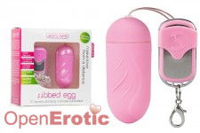 10-Speed Remote Vibrating Ribbed Egg - Pink